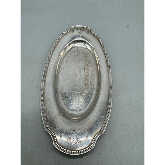 Antique Silverplated Gravy Boat With Attached Oval Tray Community plate READ - Picture 3 of 16